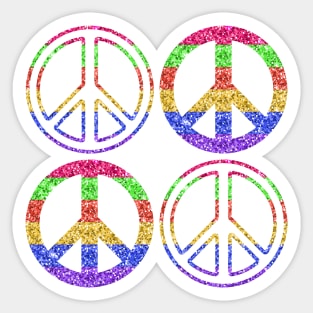 Faux Glitter Rainbow Peace Signs Pattern Sticker